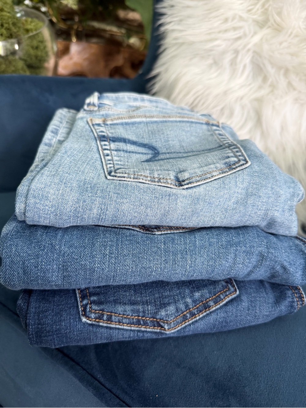Classic Women's Blue Jeans - Light to Dark Wash Stack 3 PIECES